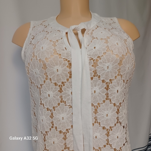 Anne Klein White Sleeveless Tie Front Tank Top Blusse Size S Offer Are Welcome - Picture 3 of 12